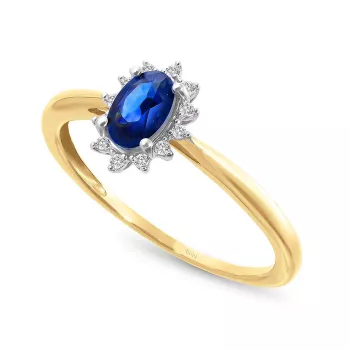 Pierścionek złoty kolekcja Carmazi z szafirem naturalnym 0,68 ct i diamentami  585 (BI-000835)