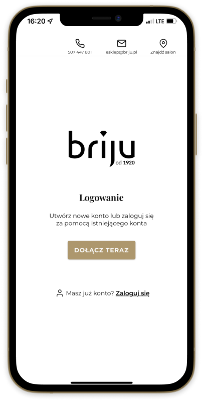 Utwórz konto lub zaloguj się, aby móc w pełni korzystać z możliwości aplikacji Briju Utwórz konto lub zaloguj się, aby móc w pełni korzystać z możliwości aplikacji Briju